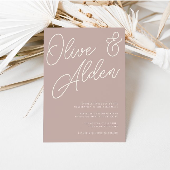 Rose Taupe | Script Watermark Wedding Invitation (Creator Uploaded)