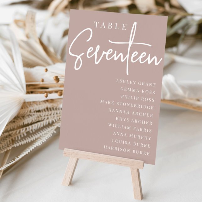 Rose Taupe Scripted Table SEVENTEEN + Guest Names Number (Creator Uploaded)