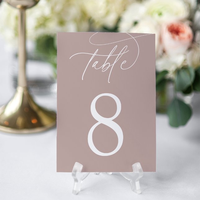 Rose Taupe | Simple Elegant Script Table Number (Creator Uploaded)