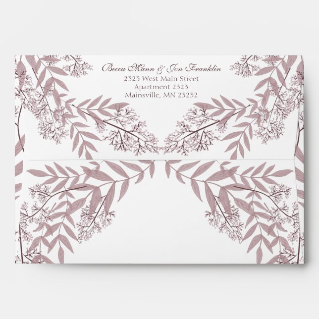 Rose Taupe Wedding Vintage Botanical Envelope (Back (Top Flap))