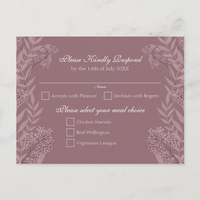 Rose Taupe Wedding Vintage Botanical Holiday Postcard (Front)