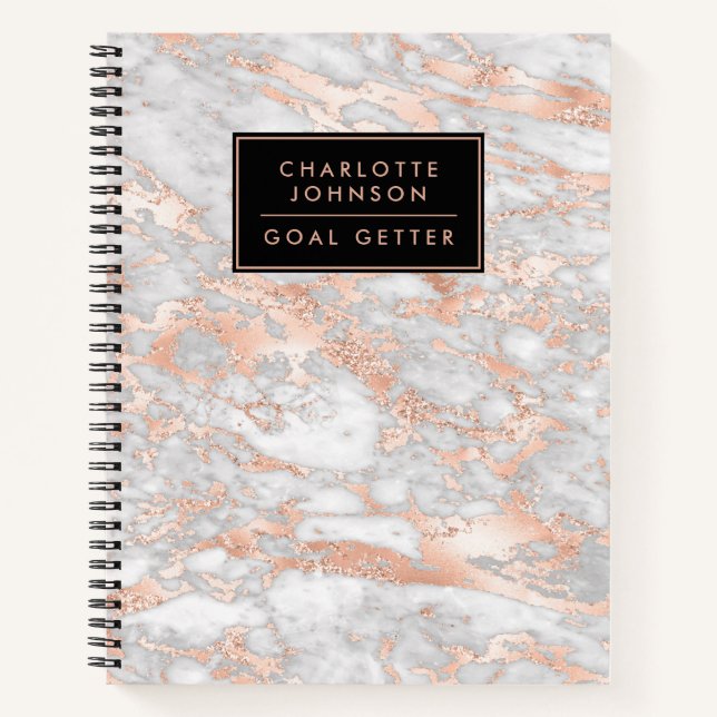 Rose tendance Gold Marble Goal Getter Journal (Devant)