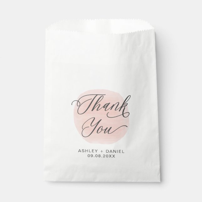 Rose Thank You Modern Wedding Treat Sacks, Favour Bag (Front)