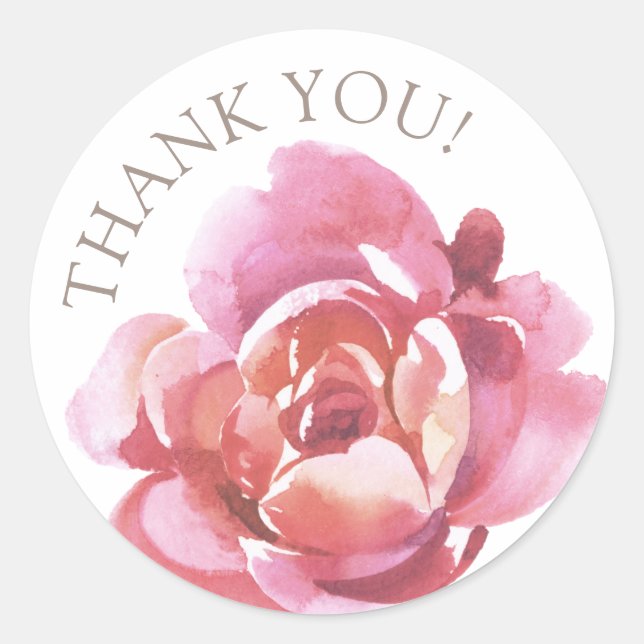Rose Thank you – Round Sticker (Front)