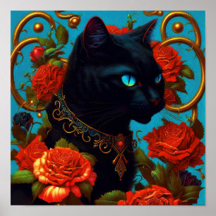 Rose the Cat Poster Art - Black Cat Wall Art