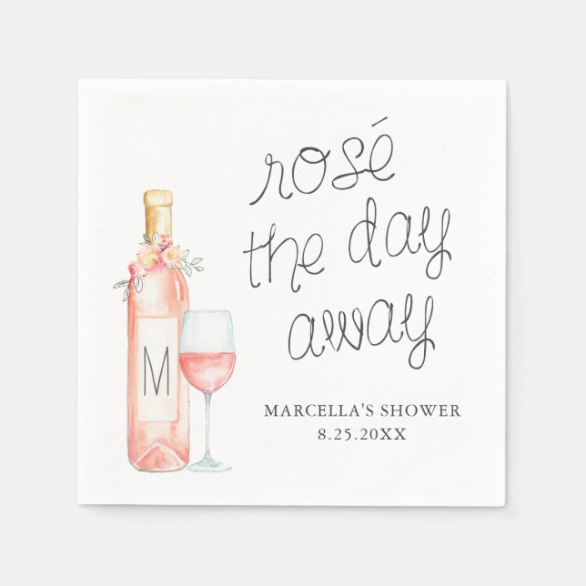 Rosé the Day Away Bridal Brunch Napkin (Front)