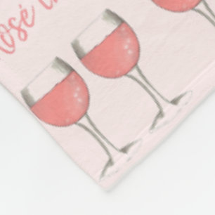 Rosé The Day Away Pink Rose Glass Wine Lover Fleece Blanket