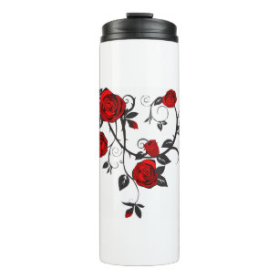 Rose Thorns Bloom Flower Red Black Leaf Plant Thermal Tumbler
