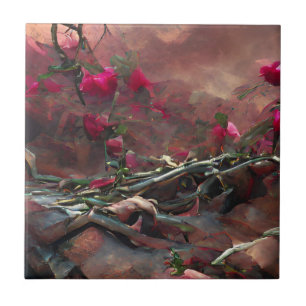 Rose thorns fantasy graphic abstract art  tile