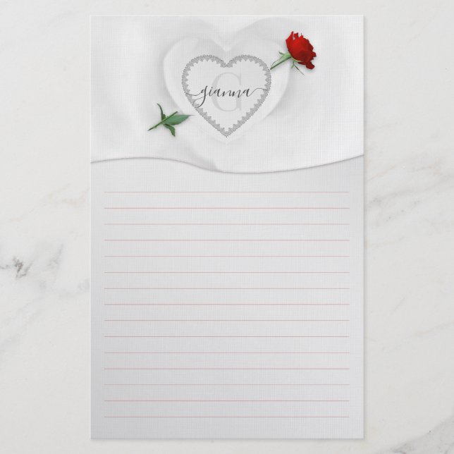 Rose Through the Heart Stationery (Front)