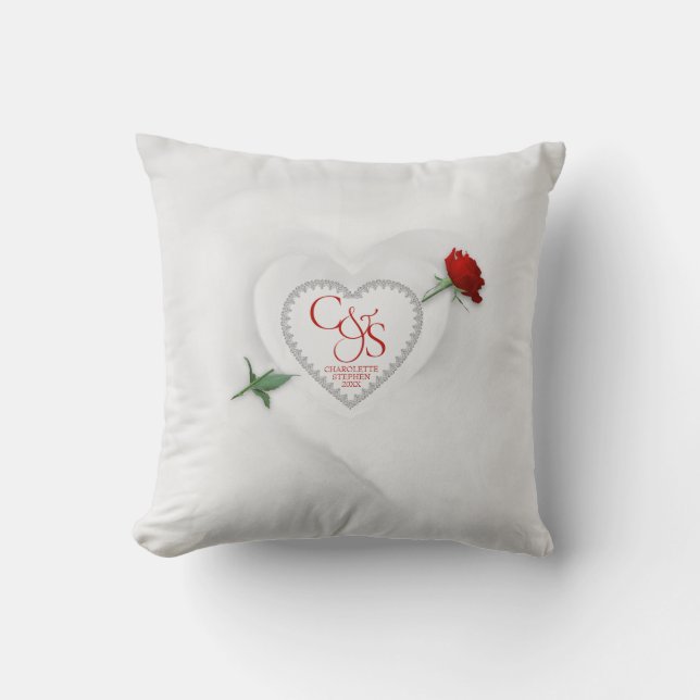 Rose Through the Heart Throw Pillow (Front)