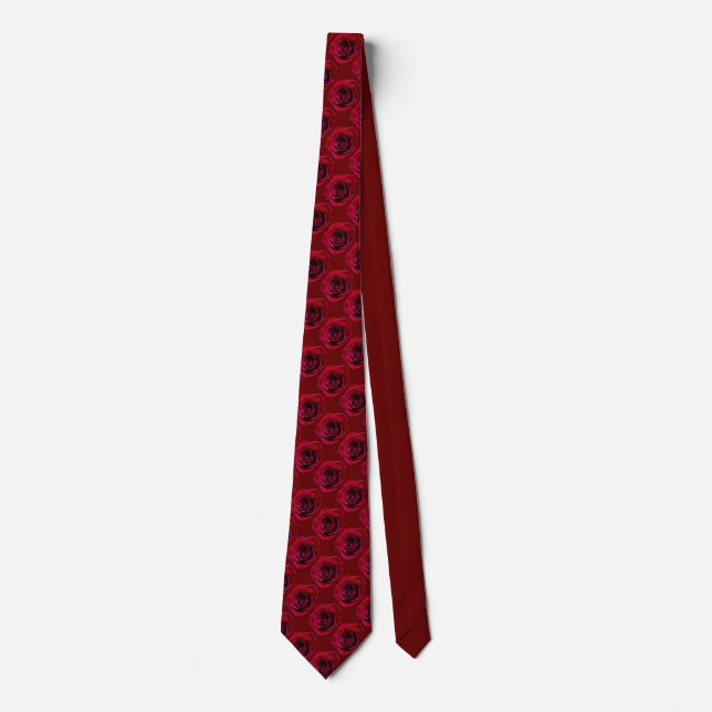 Rose Tie Beautiful Red Rose Neckties Romantic Gift (Front)