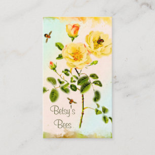Rose tiges et miel abeilles Carte de visite