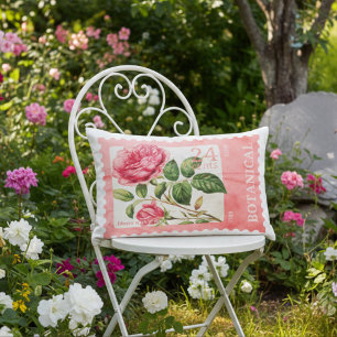 Rose Timbre Romantique Botanique Accent Coussin