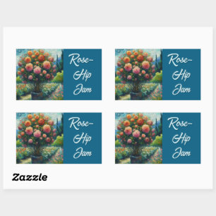Rose Topiary Van Gogh Style Roses Floral Pink Sticker