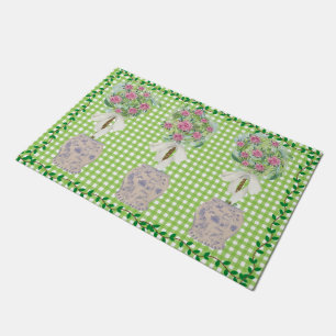 Rose Topiary Vine Blue and White Ginger Jar mat