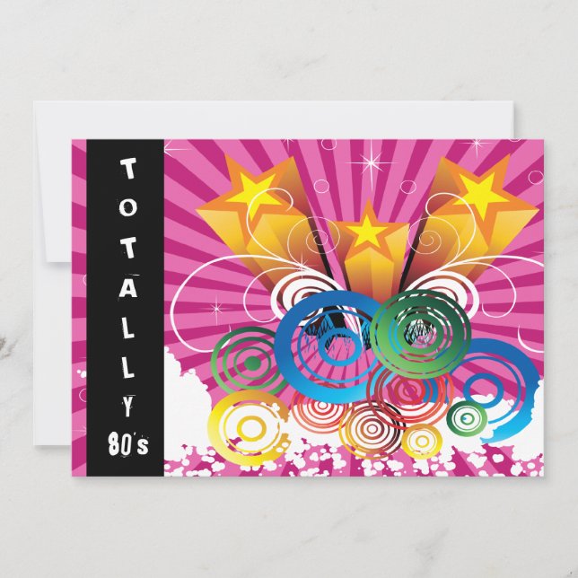 rose totalement 80's rétro party Invitation (Devant)