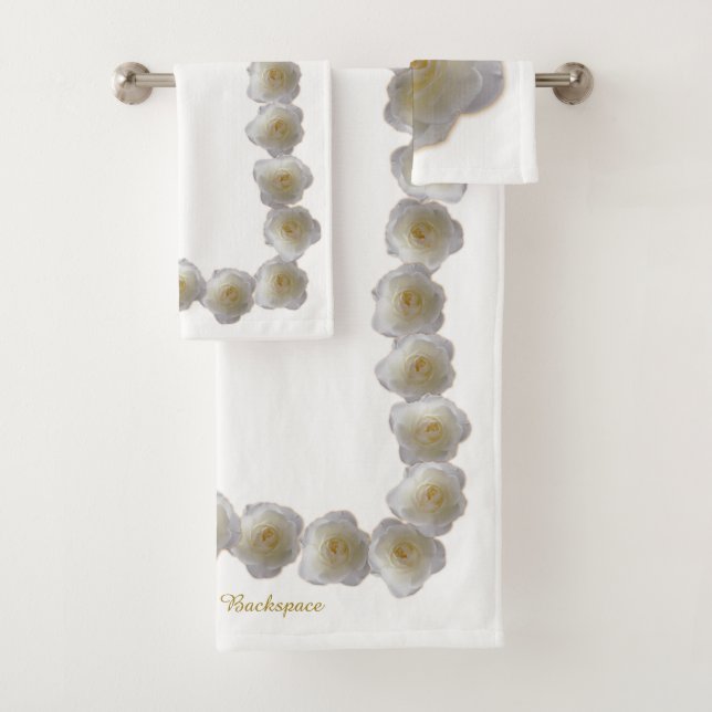 Rose Towel Sets Personalized White Rose Towels (Insitu)