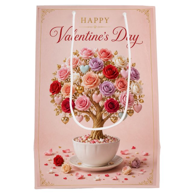 Rose Tree of Valentine Wishes Medium Gift Bag (Back)