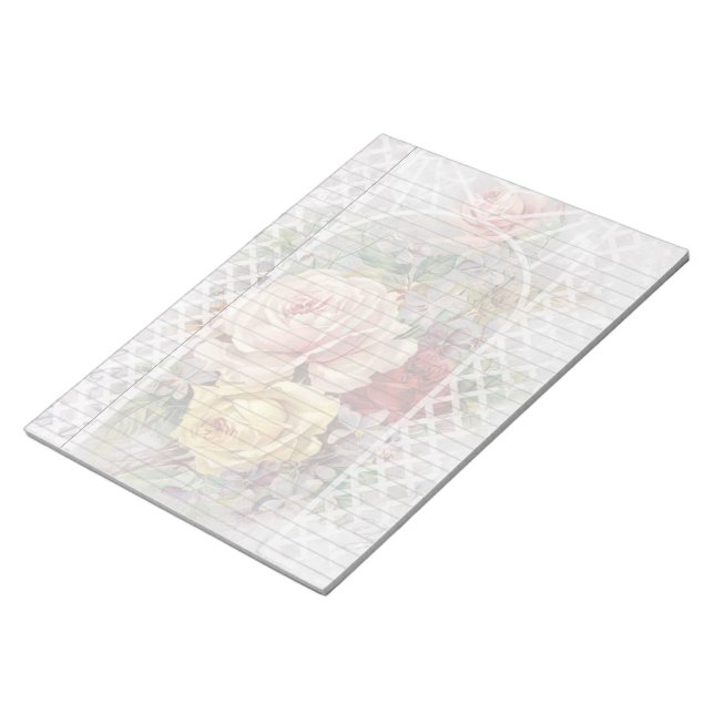Rose Trellis Vintage Floral Legal Notepad (Angled)