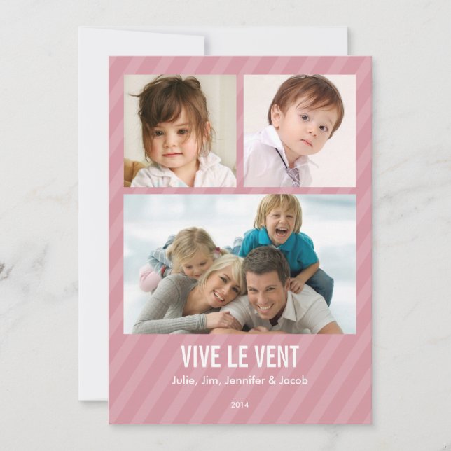 Rose Triple carte de photo de vacances (Front)