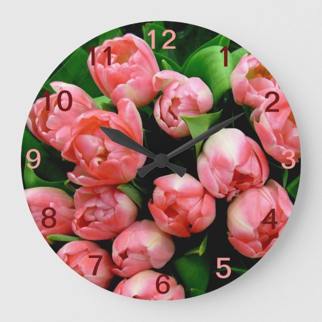 Rose Tulips Flowers Nature Floral  Large Clock (Front)
