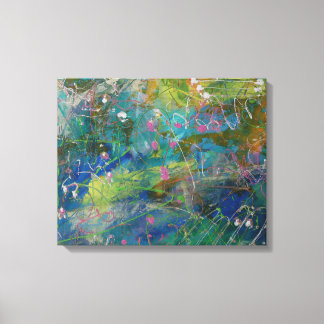 Rose Turquoise Jaune Abstrait Art sur toile