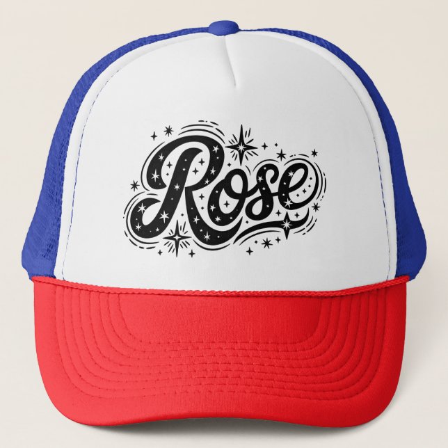 Rose Typography - Whimsical Elegance Trucker Hat (Front)