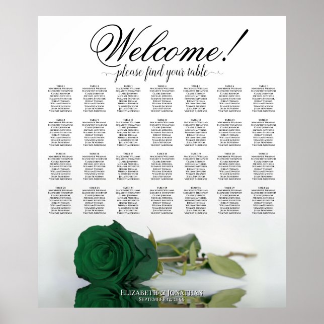 Rose vert Emerald 28 Tableau Mariage (Devant)