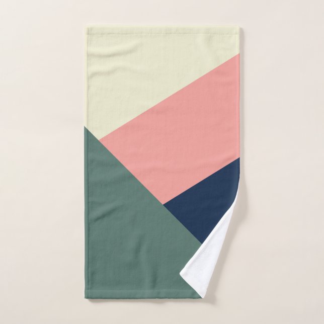 Rose & vert moderne minimaliste géométrique abstra (Serviette à main)