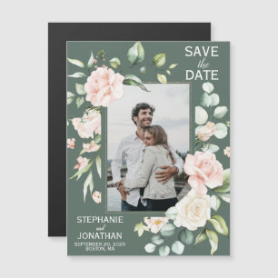 Rose vert rose photo Magnet Réservez la date