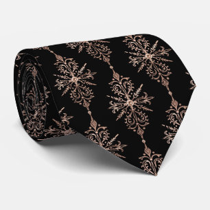 Rose victorien or noir motif Mariage cravate