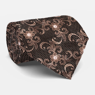 Rose victorien or noir motif Mariage cravate