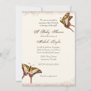 Rose victorienne ancienne fille Invitation Baby sh