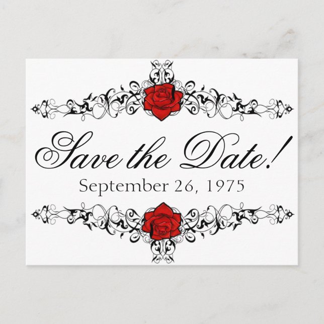 Rose Vine Wedding Save the Date Announcement Postcard (Front)