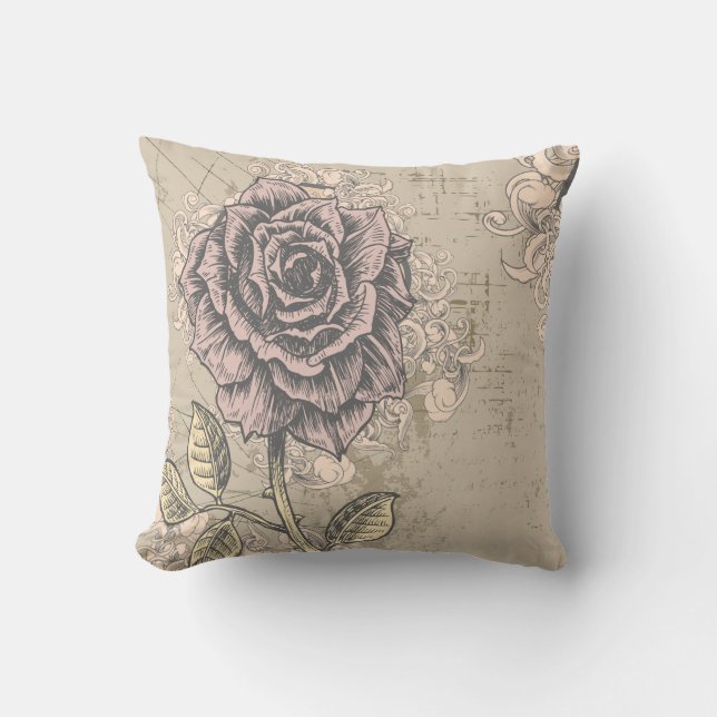 Rose vintage américain MoJo Coussin (Recto)