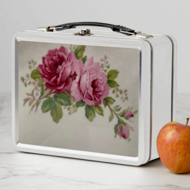 Rose vintage Chou Élégance Métal Lunchbox (Créateur téléchargé)