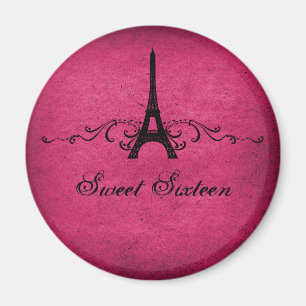 Rose Vintage Français Plourish Sweet 16 Magnet
