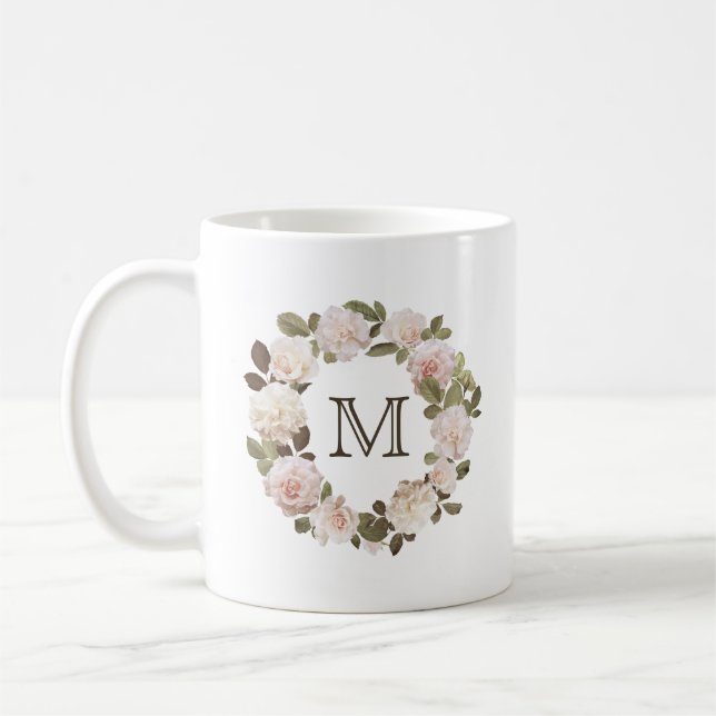 Rose vintage Monogram Coffee Mug (Gauche)