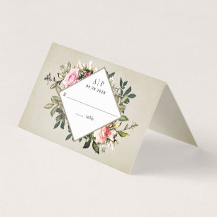 Rose vintage vert Mariage Tente Cartes de Place