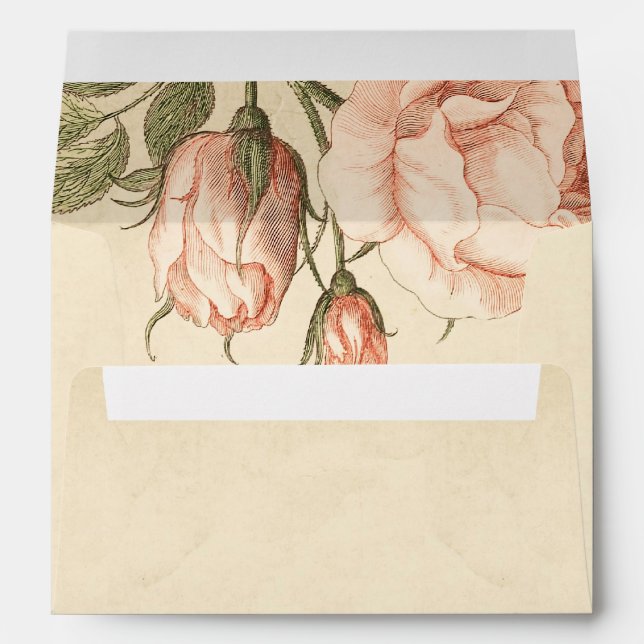 rose vintage vieilles enveloppes pour invitations  (Dos (Bas))