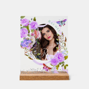 Rose violet Chic Monogramme photo