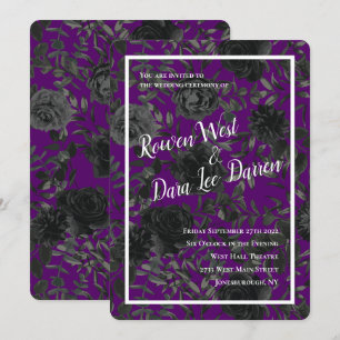 Rose violet et noir Invitations de mariage gothiqu