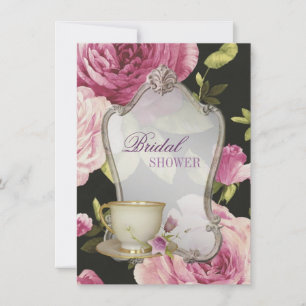 rose violet Fête des mariées Tea Party Invitation