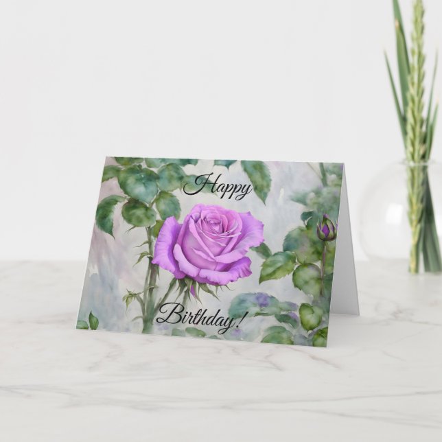 Rose violet Garden Art Carte d'anniversaire (Devant)