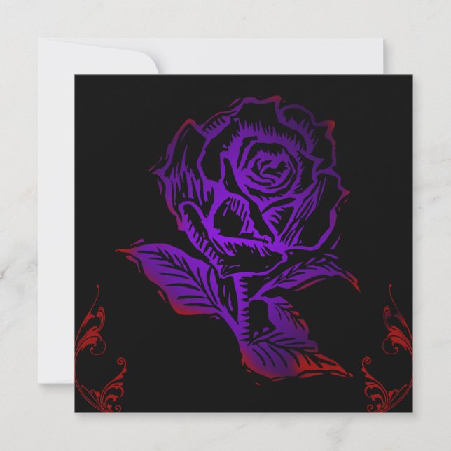 Rose violet gothique Invitation d'anniversaire (Devant)