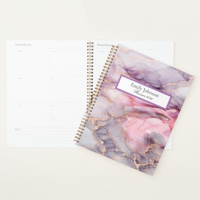 rose, violet, marbre doré (Devant avec enveloppe)