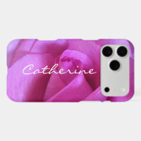 Rose violet Photo Nom personnalisé Script Moderne