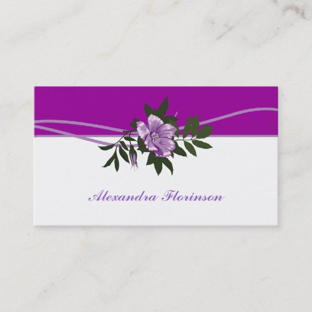 Rose violet sauvage pourpre, blanc carte de visite (Devant)