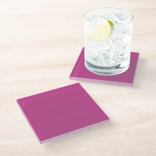 Rose Violet Solid Colour Print, Dark Magenta Pink Glass Coaster